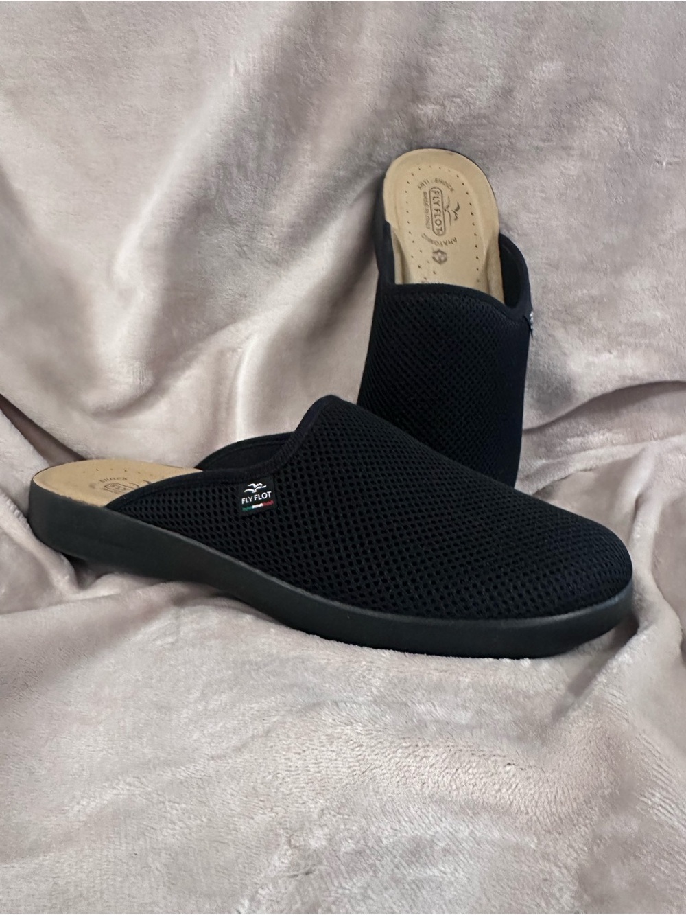 Women’s Black Mesh Slip-On Mules